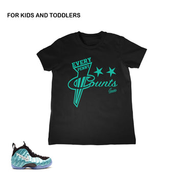 Kids foamposite island green shirts match foam toddlers tees.