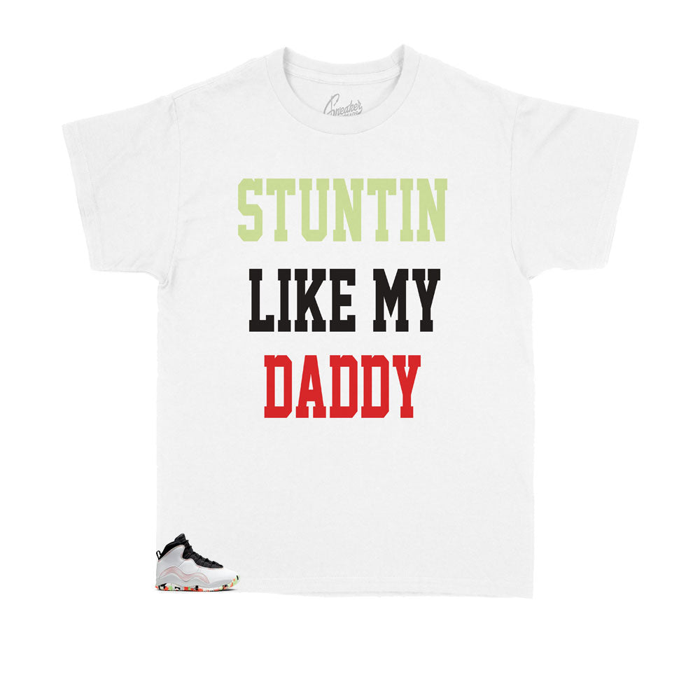 Jordan 10 Ember Glow shirts to stunt like daddy