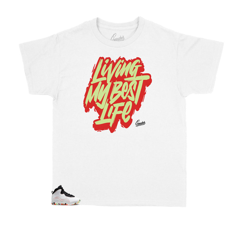 Jordan 10 Ember Glow Living my best life Shirt to match sneakers for kids