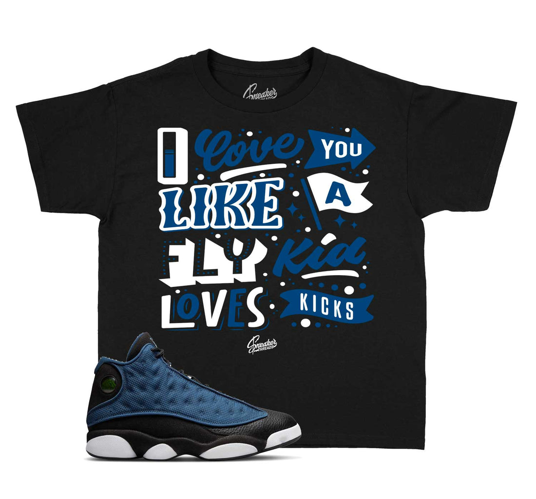 Kids jordan 13 brave blue navy sneaker tees