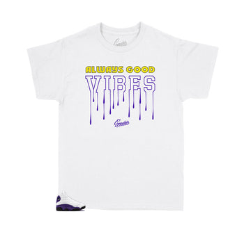 Jordan 13 Lakers Always Vibes tee to match best with sneakers for kids
