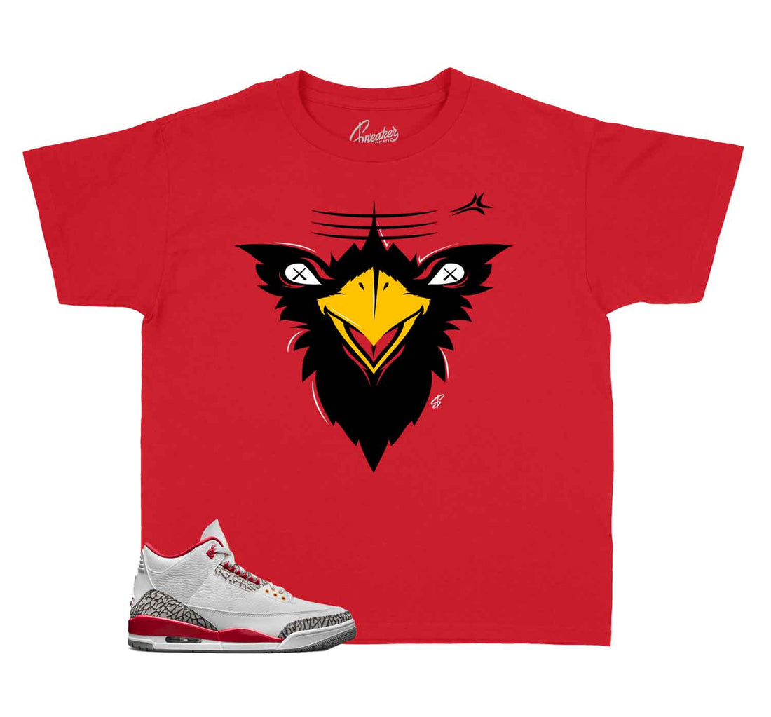 Kids Sneaker tees Match Jordan 3 Cardinal Red