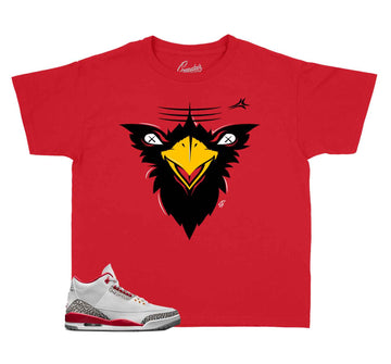 Kids Sneaker tees Match Jordan 3 Cardinal Red