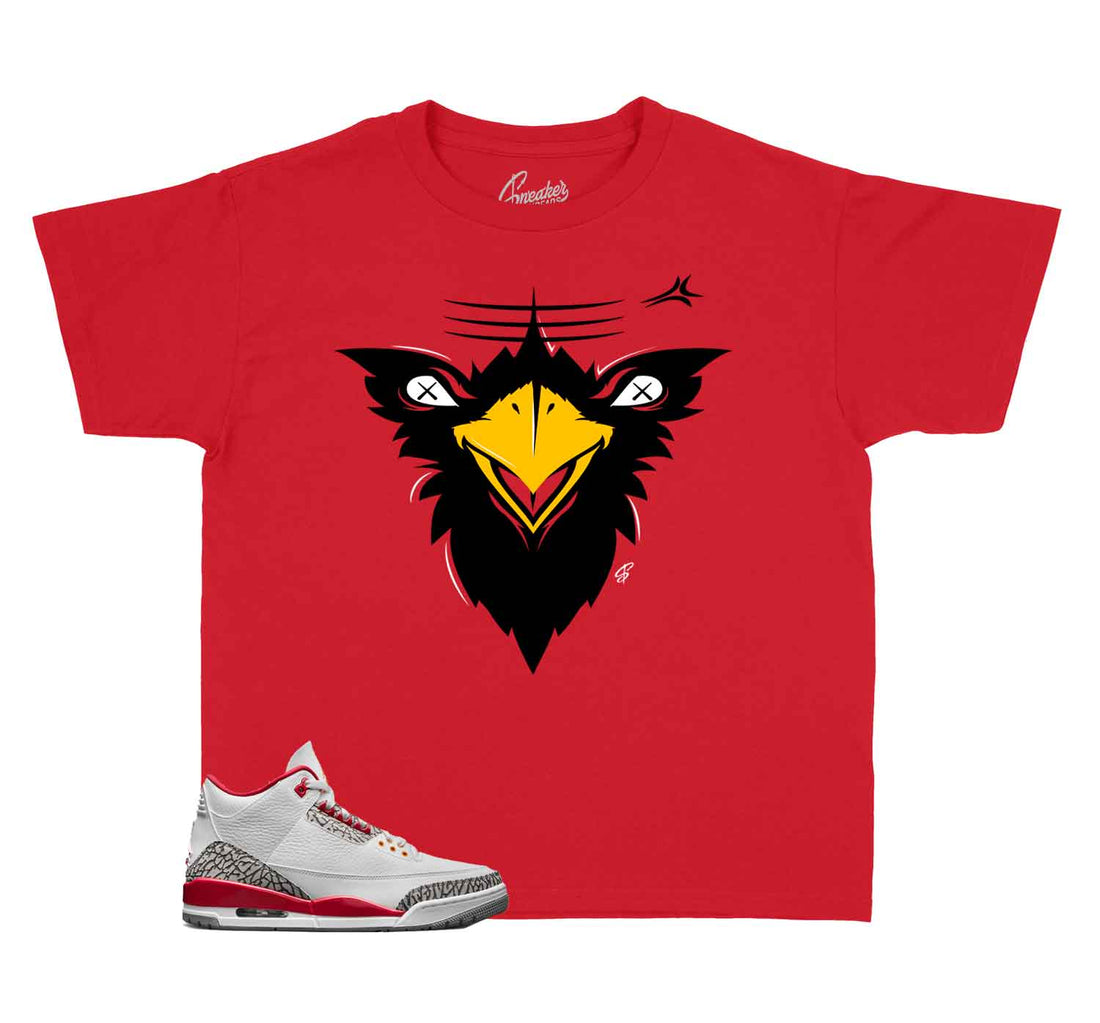Kids Sneaker tees Match Jordan 3 Cardinal Red 