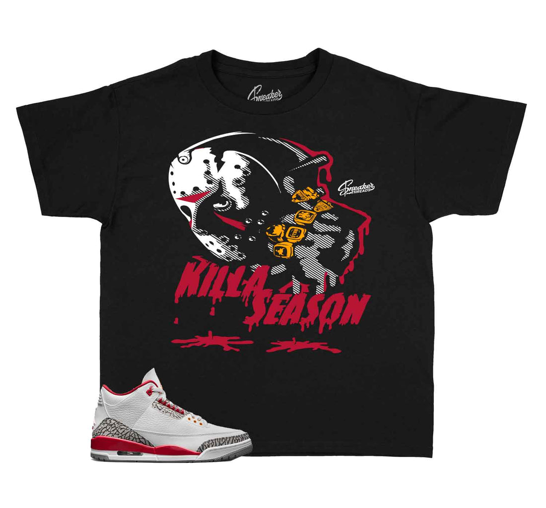 Kids Sneaker tees Match Jordan 3 Cardinal Red