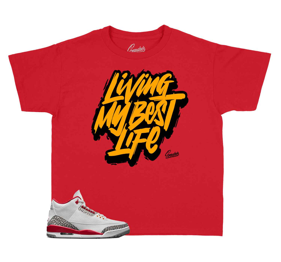 Kids Sneaker tees Match Jordan 3 Cardinal Red