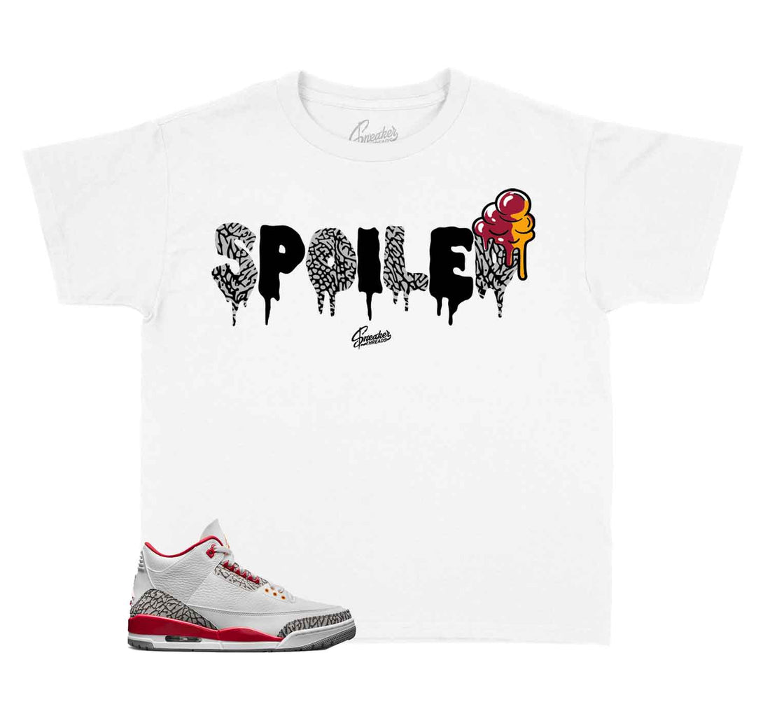 Kids Sneaker tees Match Jordan 3 Cardinal Red