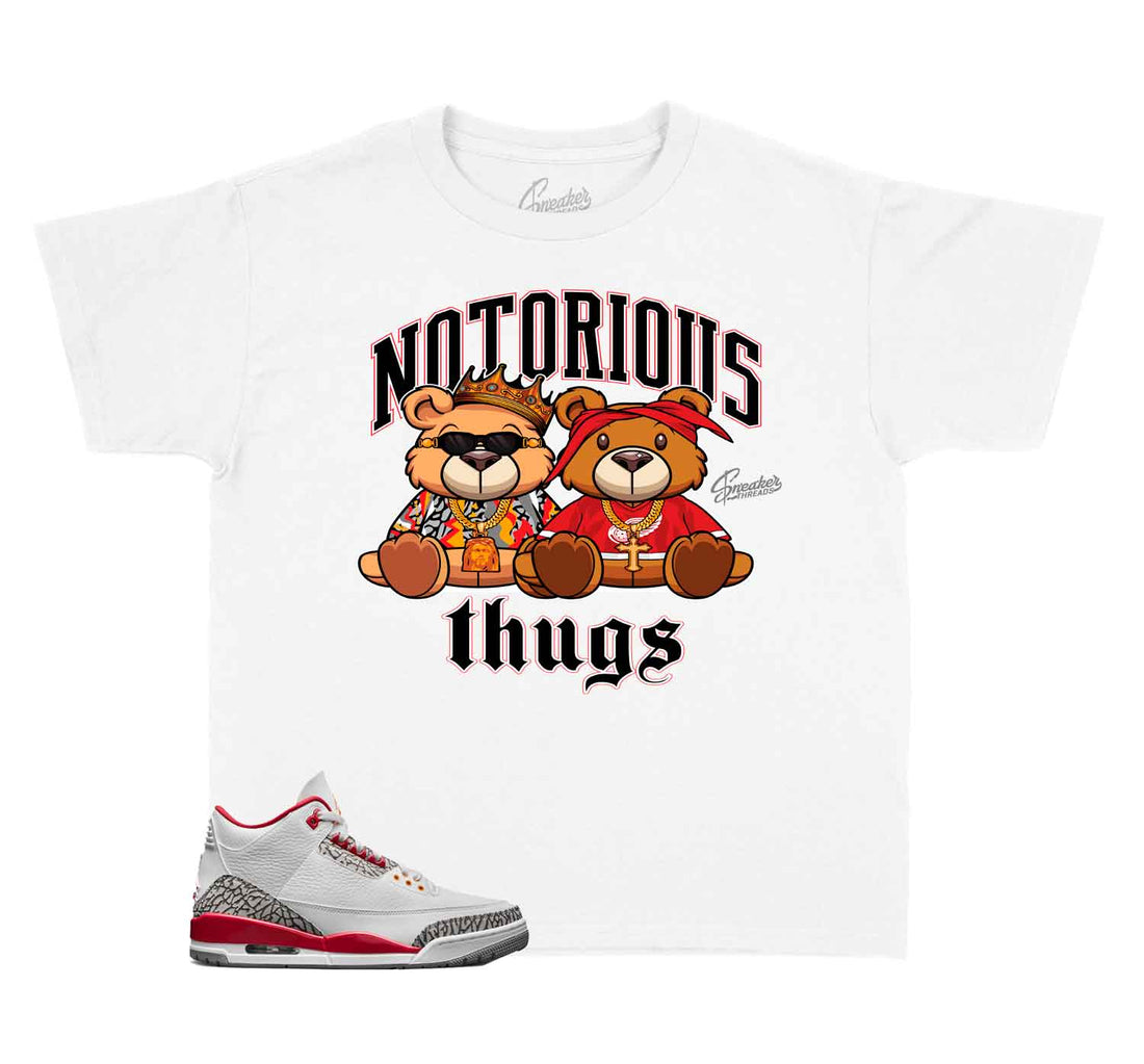 Kids Sneaker tees Match Jordan 3 Cardinal Red