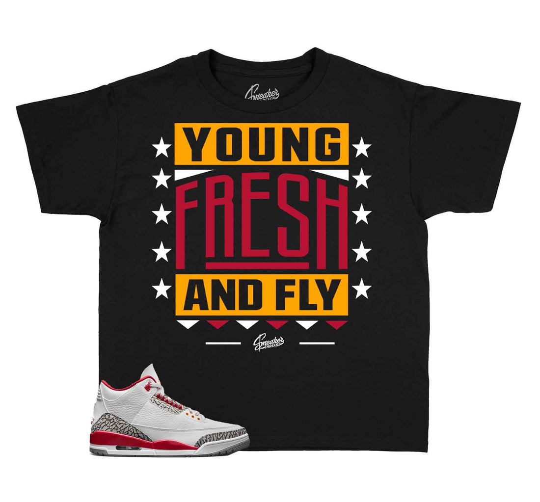 Kids Sneaker tees Match Jordan 3 Cardinal Red