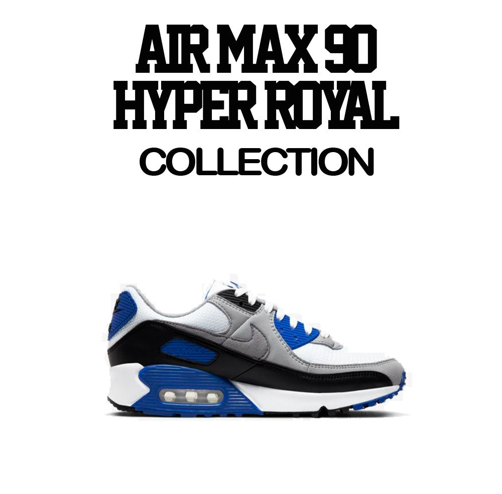 Air Max 90 hyper royal sneaker collection has matching mens tees.