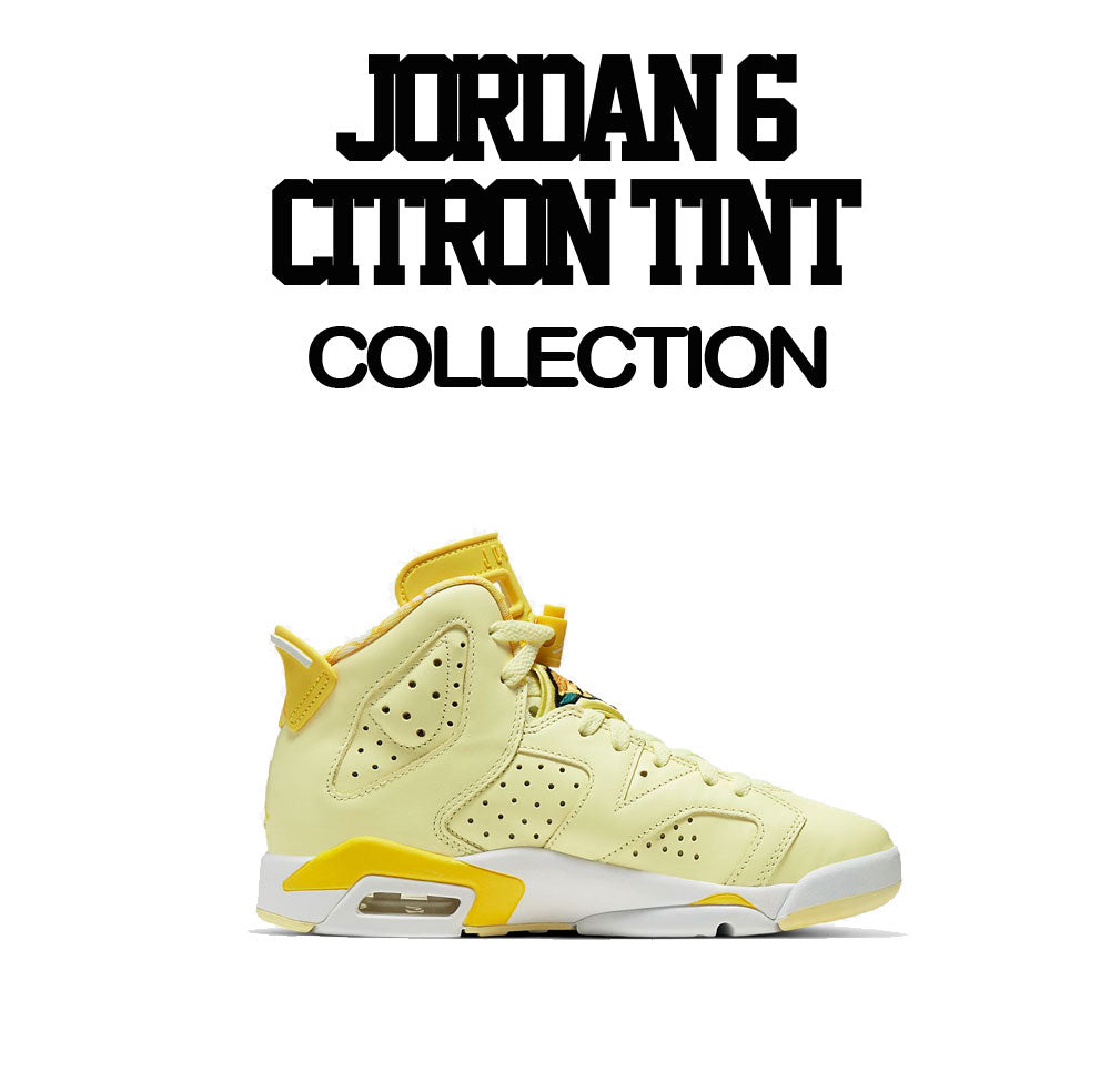Citron Tint Jordan 6 has matching childrens t shirt collection 