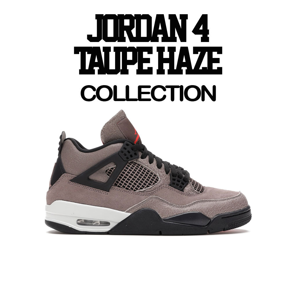 Taupe Hae Jordan 4 sneaker collection matching with mens tee collection