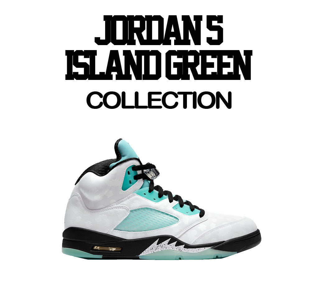 Kids sneaker tees match Jordan 5 island green shoes.