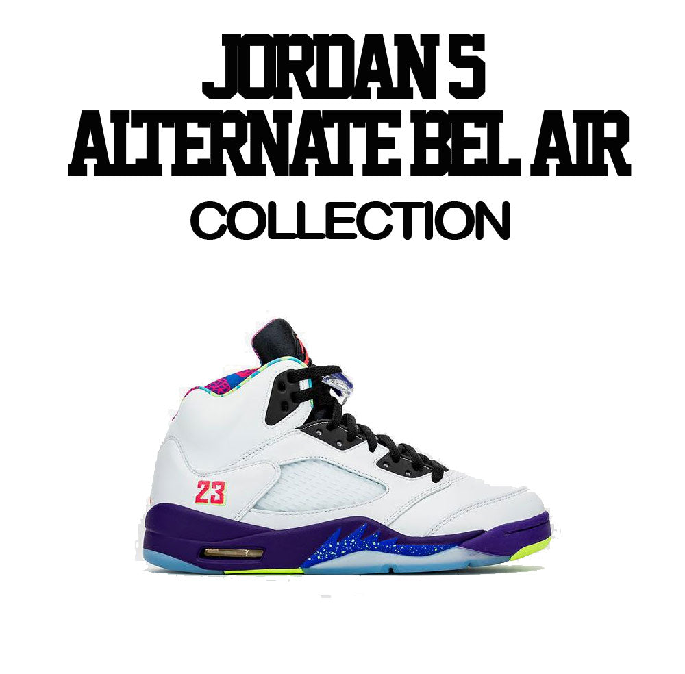 Bel Air Jordan 5 sneaker collection matching with guys shirts
