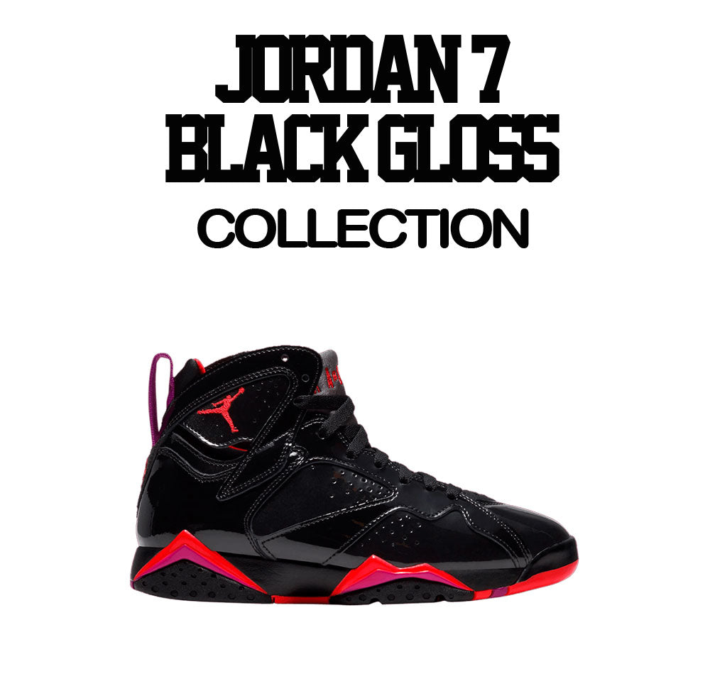 Sweaters match Jordan 7 black gloss patent leather 7s.