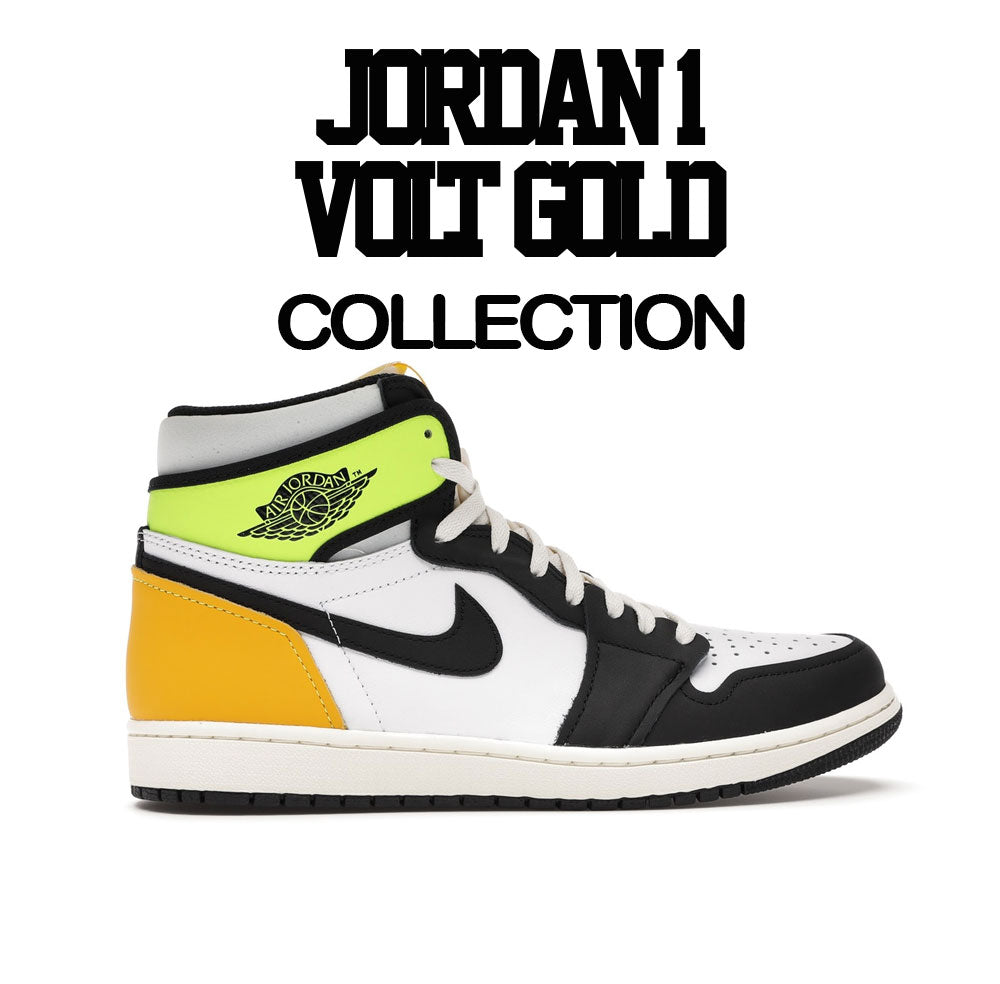 Volt Gold Jordan 1 sneaker collection matching with mens sweaters