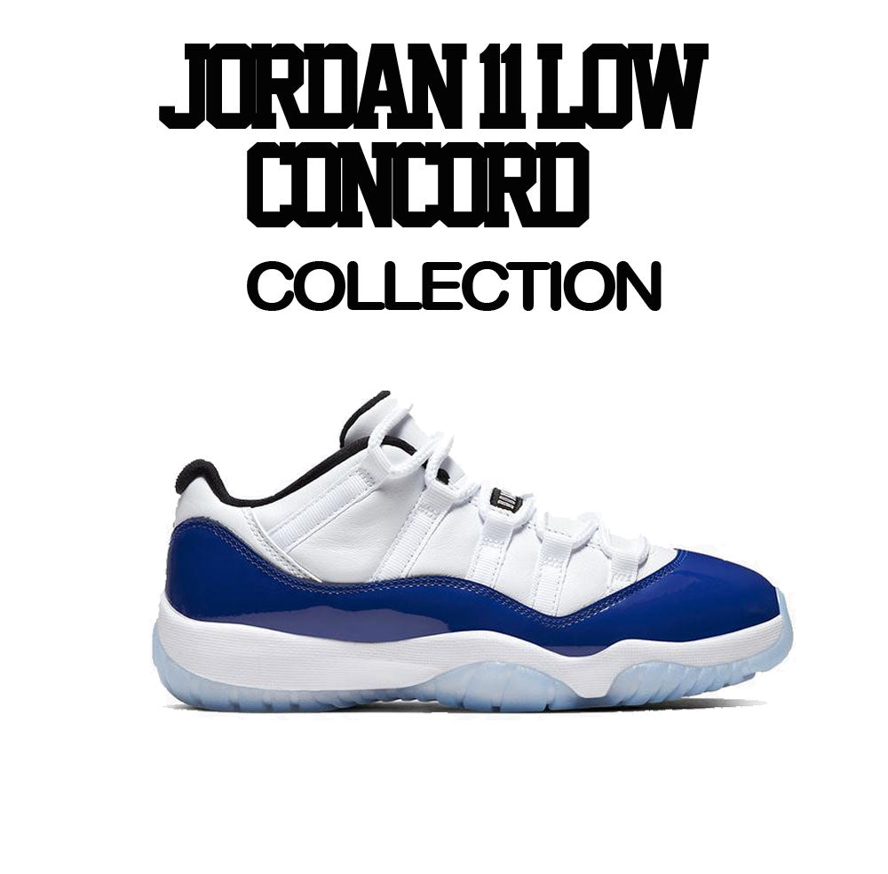 White tee collection for men designed to match perfectly with the Jordan 11 low concord sneaker collection 