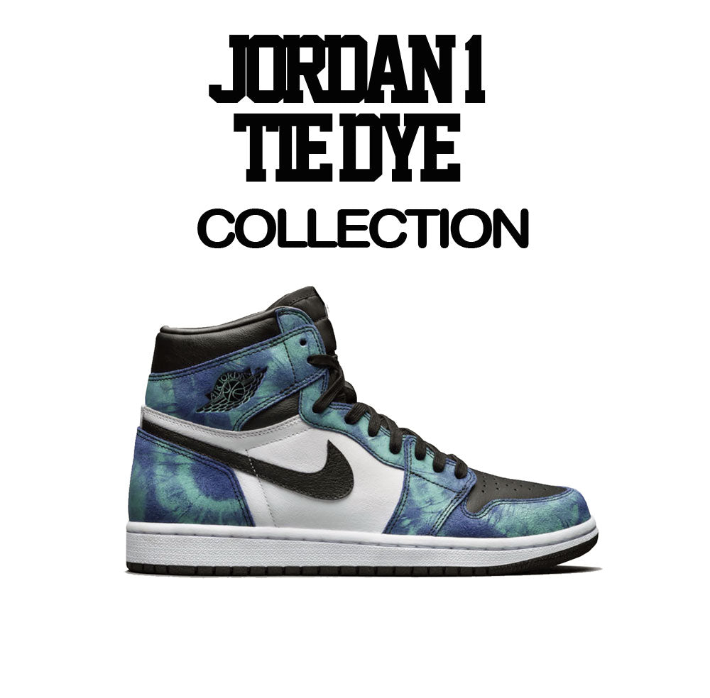 Tie Dye JOrdan 1 sneaker collection matches with tee collection 