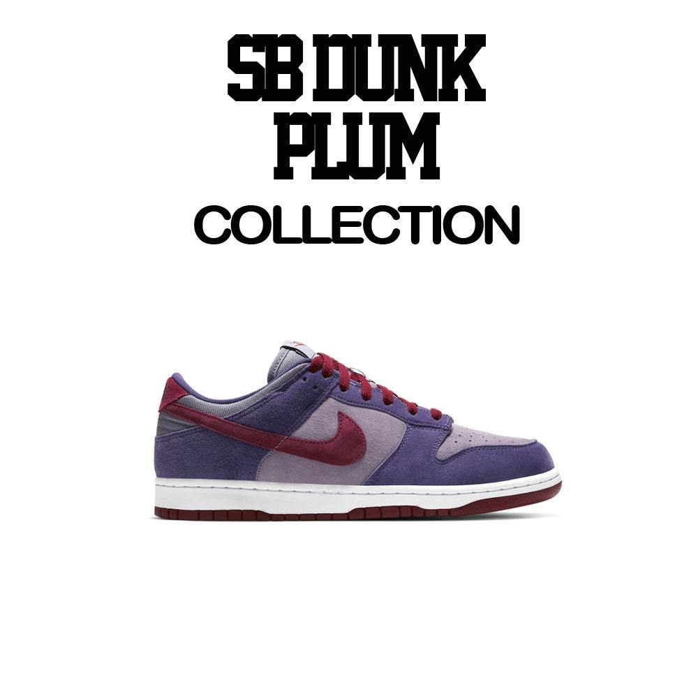 Plum SB Dunk sneaker collection that matches guys sweater collection 
