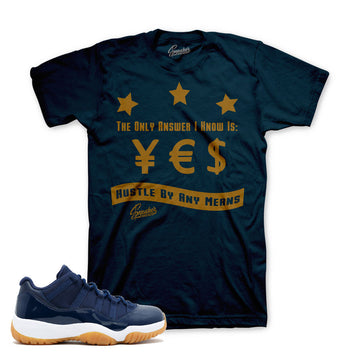 Shirts match Jordan 11 navy retro 11 Ali sneaker tees.