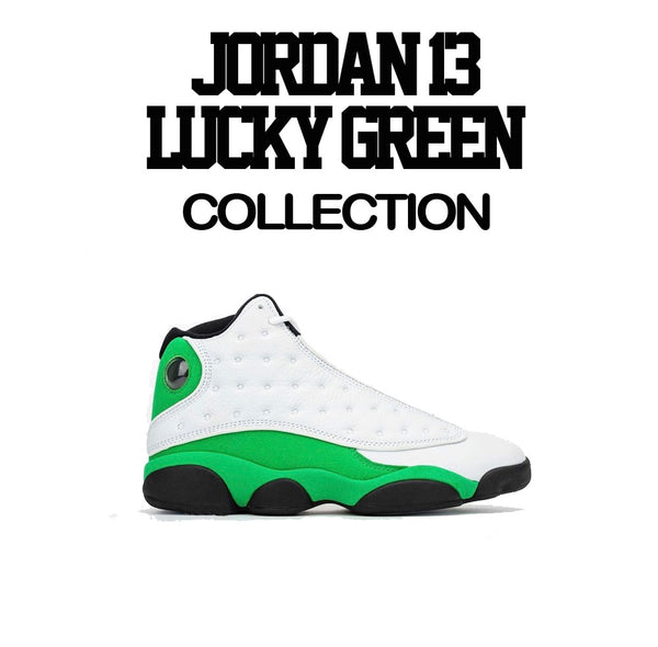 Jordan 13 lucky green sneaker tees match retro 13s green white shoes.