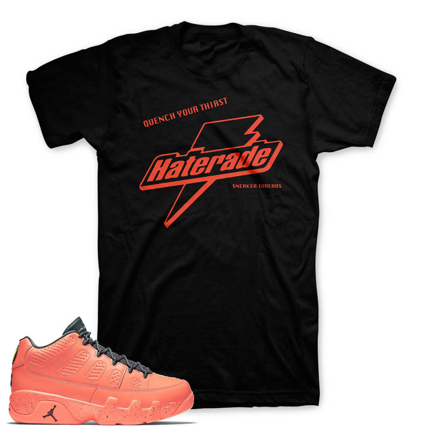 Shirts match Jordan 9 bright mango retro 9's sneaker tees.