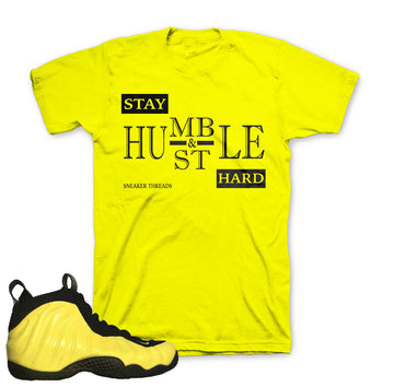Foamposite wu tang shirts match optic yellow foam sneaker tees.