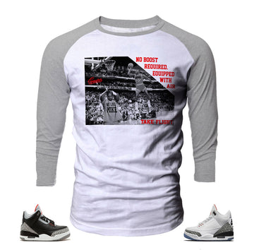 Jordan 3 black cement raglan shirts match retro 3 sneakers.