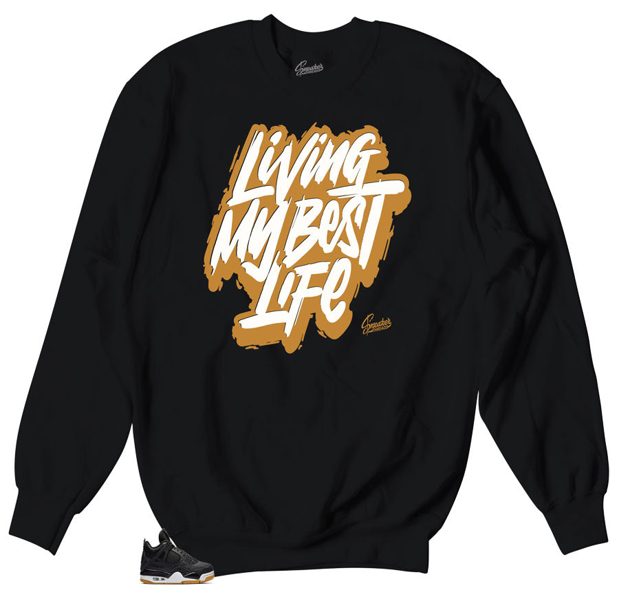 Jordan 4 retro sneakers black gum bottom matches crewnecks and sweaters designed to match for the Jordan 4 black gum sneakers
