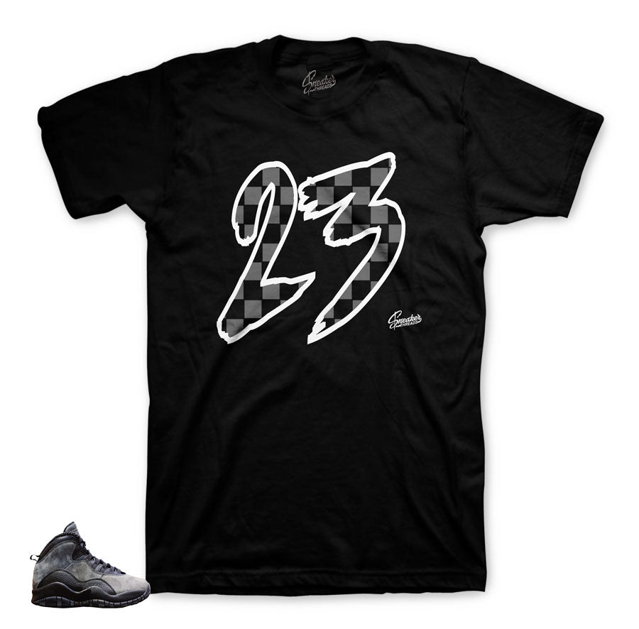 Clothing and apparel to match Jordan 10 dark shadow.