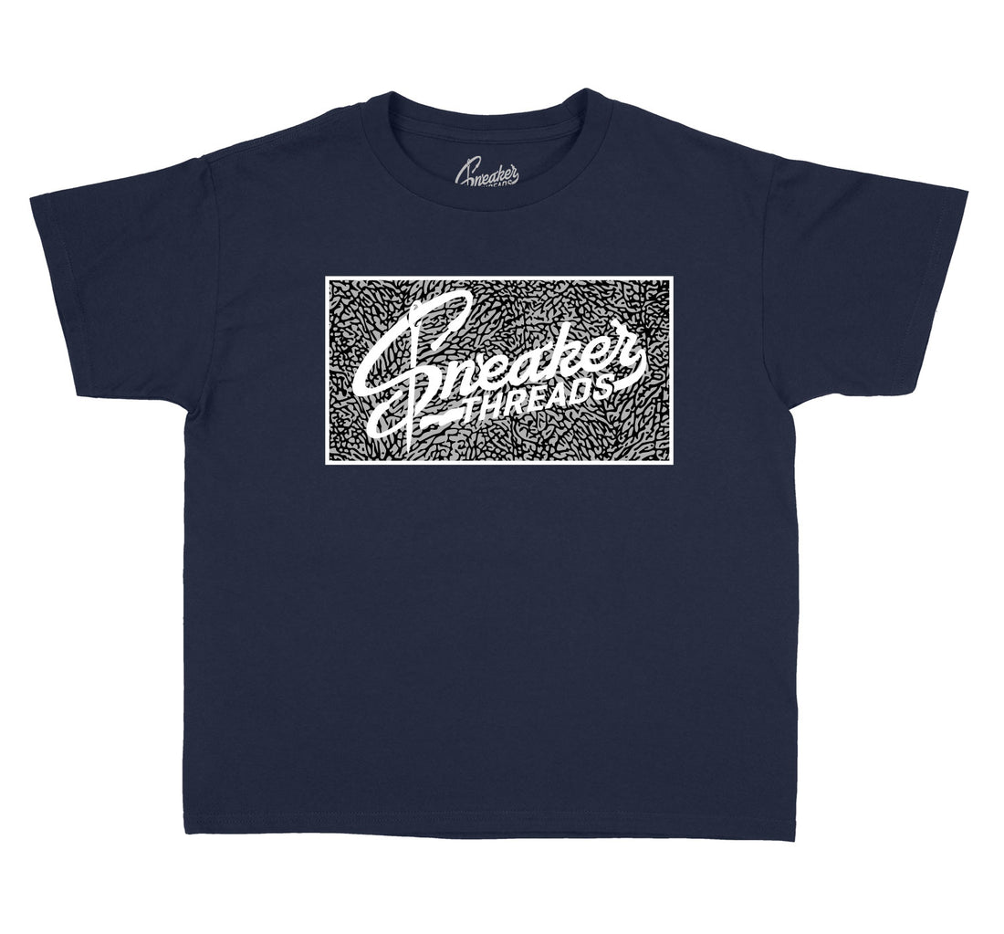 Boys Tees made to match the Jordan 3 midnight navy sneaker collection