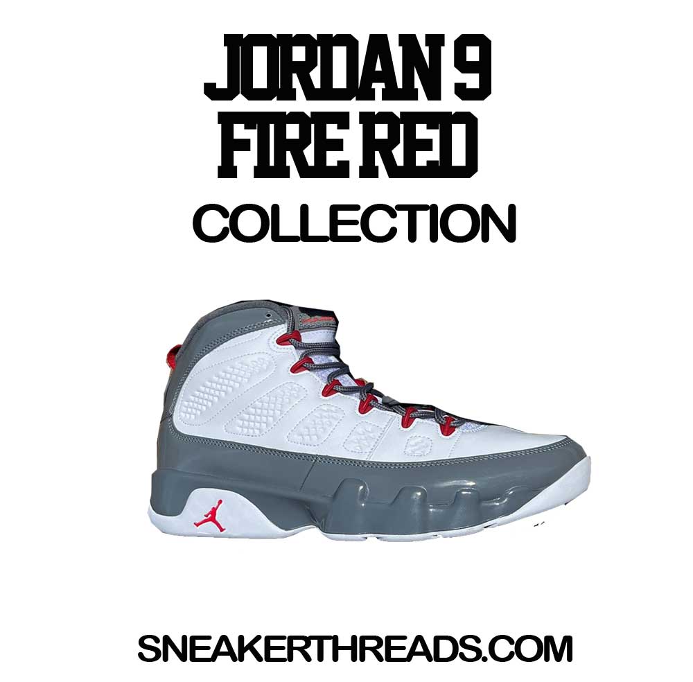 Retro 9 Fire Red Shirt - Clean Pair - Grey