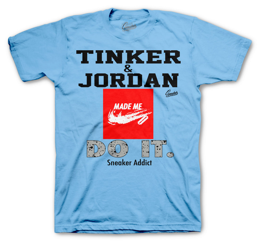 University Blue Jordan 4 sneaker collection matching with mens tee collection perfectly