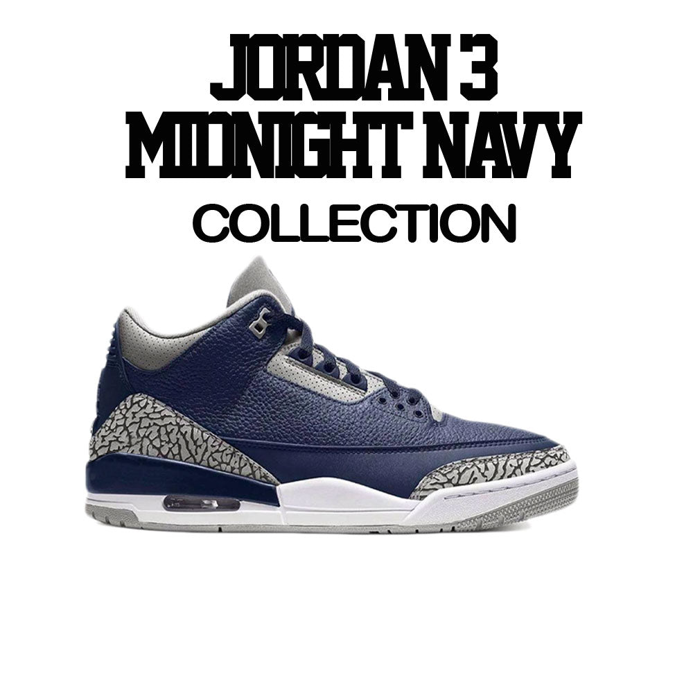 T shirt collection for men designed to match the Jordan 3 midnight navy sneaker collection 