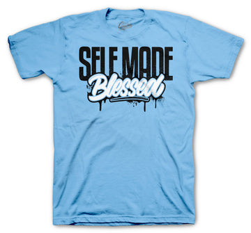 University Blue Jordan 4 sneaker collection matching with mens tee collection