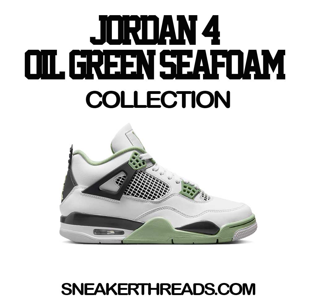 Retro 4 Seafoam Oil Green Shirt - Clean Pair - White