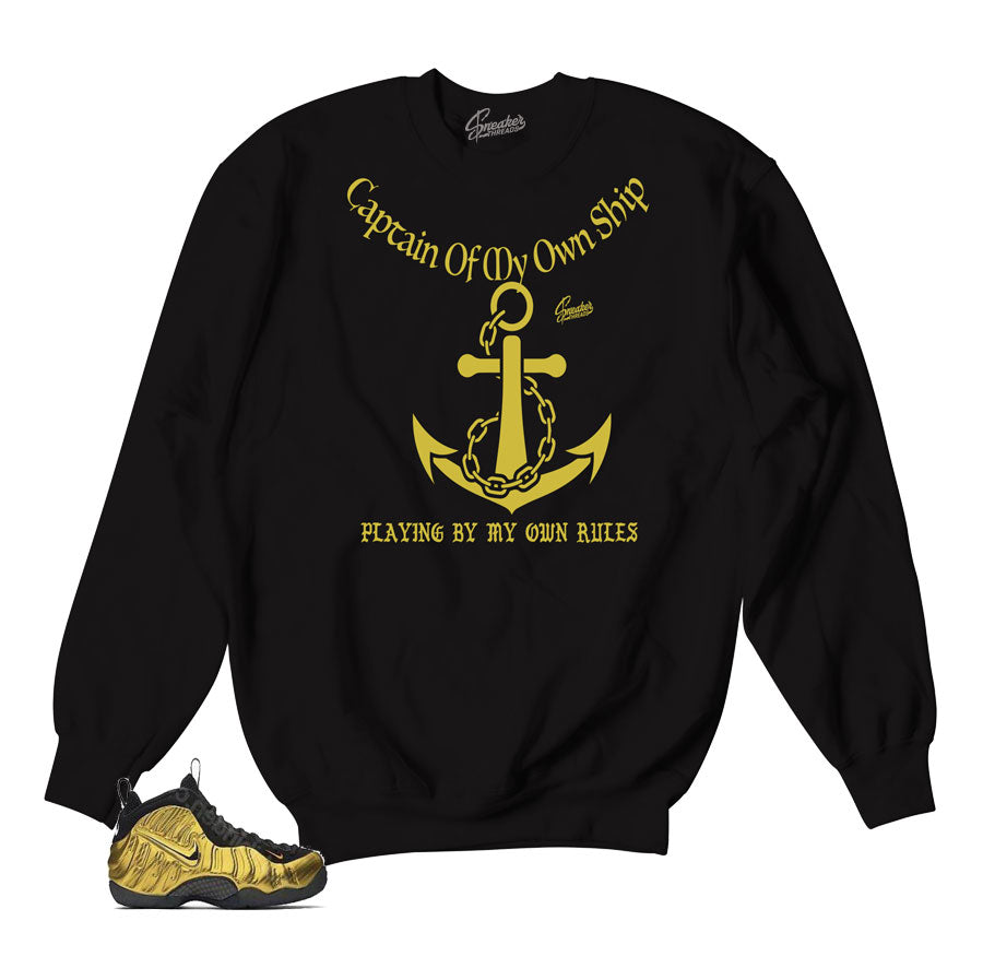 Foamposite metallic gold sweater | My rules crewneck.