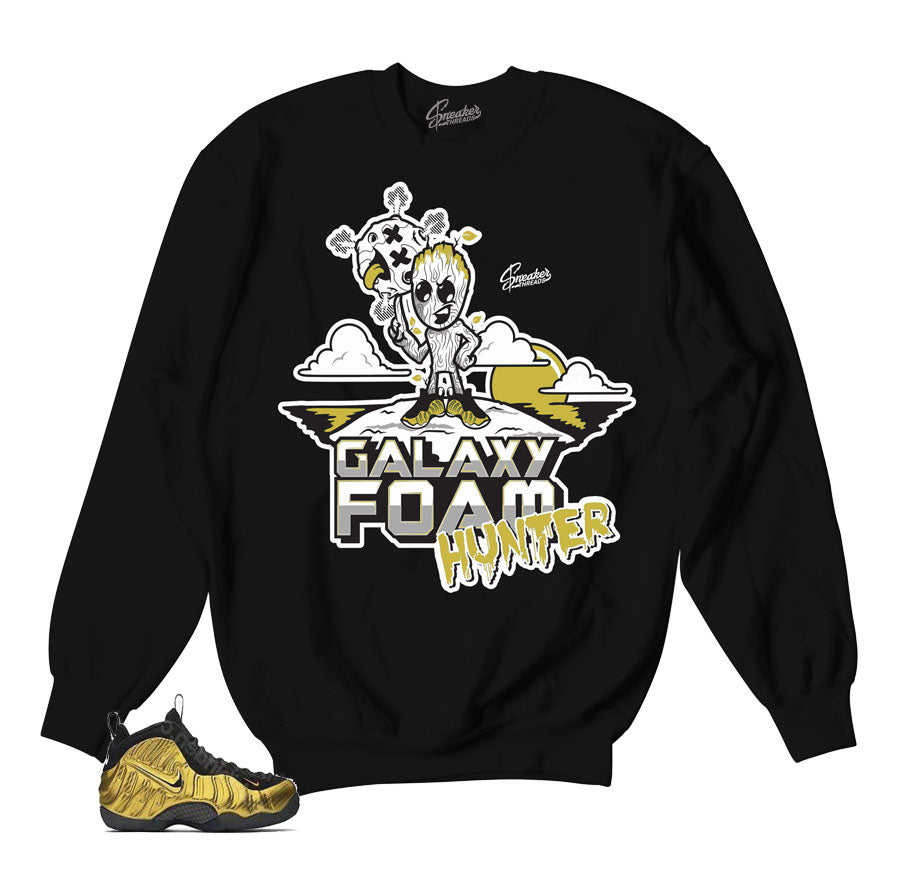 Foamposite metallic gold sweatshirts matching gold foams.