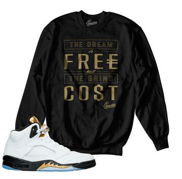 Sweaters match Jordan 5 gold tongue retro 5 olympic gold crew.
