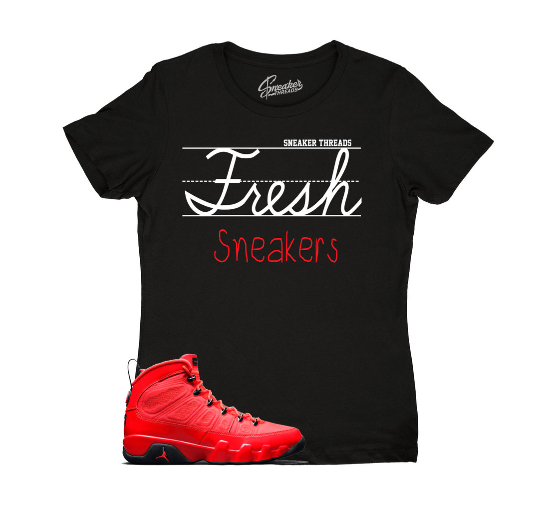 Womens Jordan 9 Chile Red Sneaker Tees