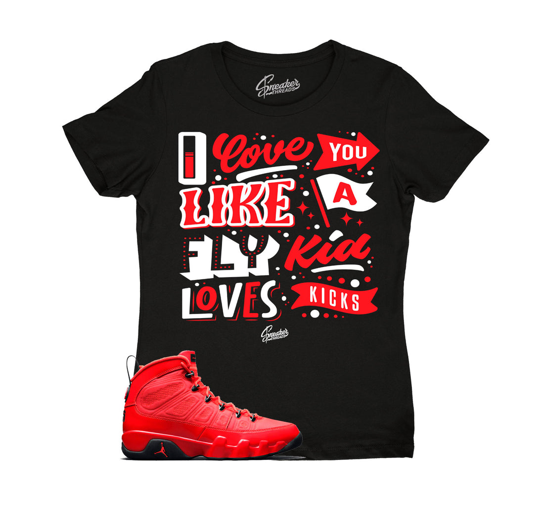 Womens Jordan 9 Chile Red Sneaker Tees
