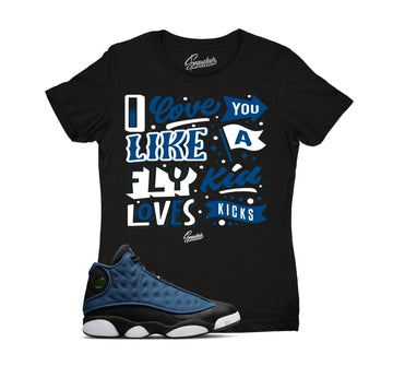 Ladies jordan 13 brave blue navy sneaker tees