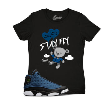 Ladies jordan 13 brave blue navy sneaker tees