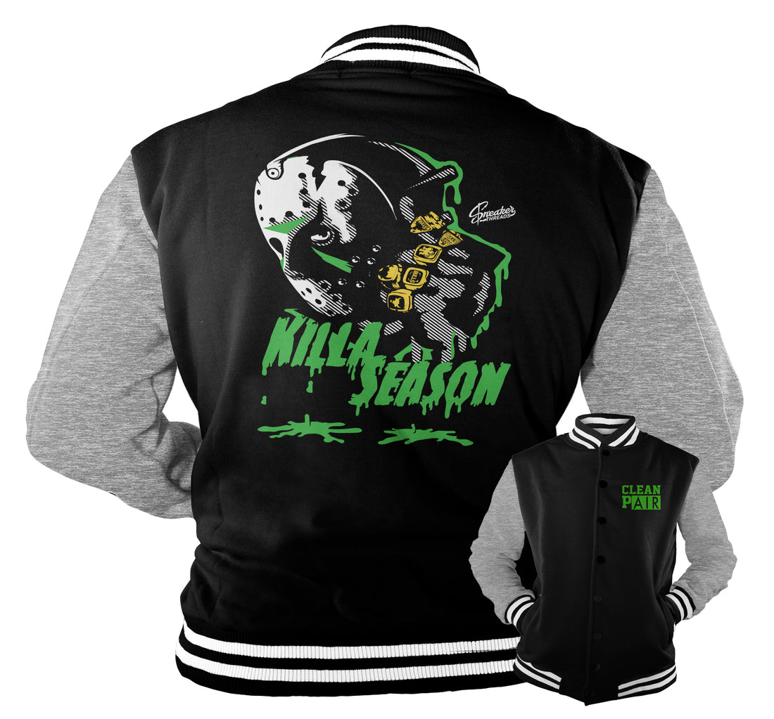 Jordan 1 pine green sneaker jackets match OG retro 1s.