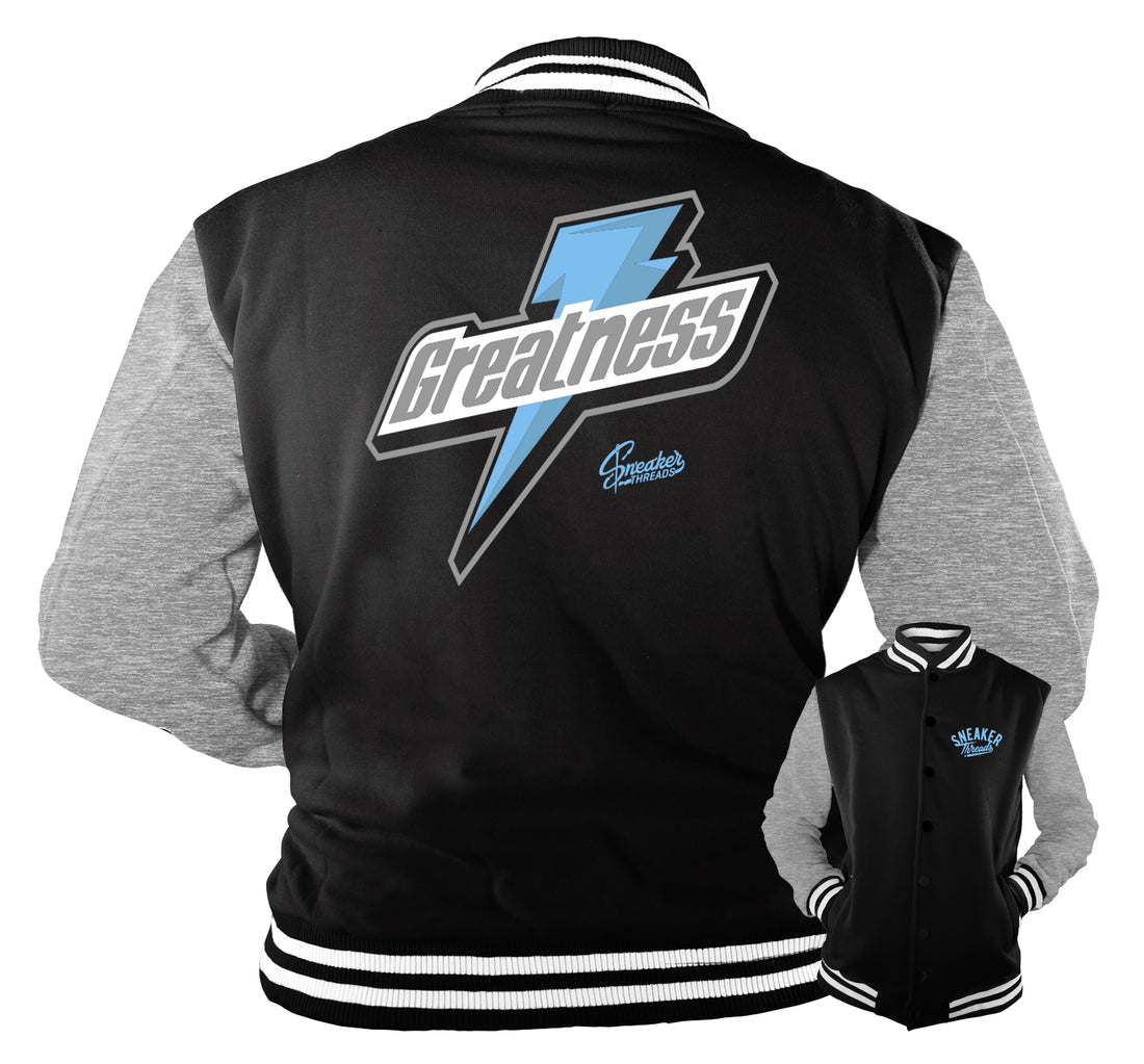 Jacket designed to match the Jordan 9 university blue sneakers