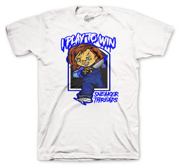 Retro 3 Blue Cement Shirt - Play To Win - White