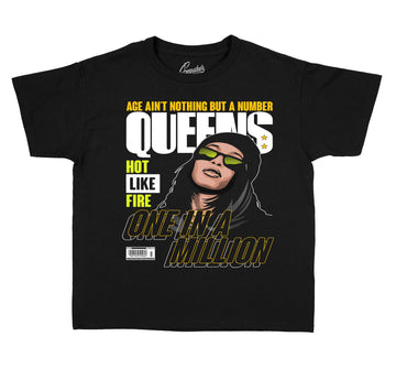Kids t shirt collection matching with mens Jordan 1 volt gold sneaker collection