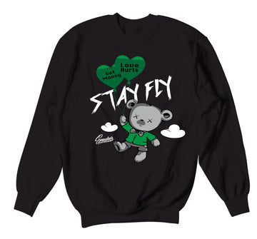 Retro 3 Pine Green Sweater - Money Over Love - Black