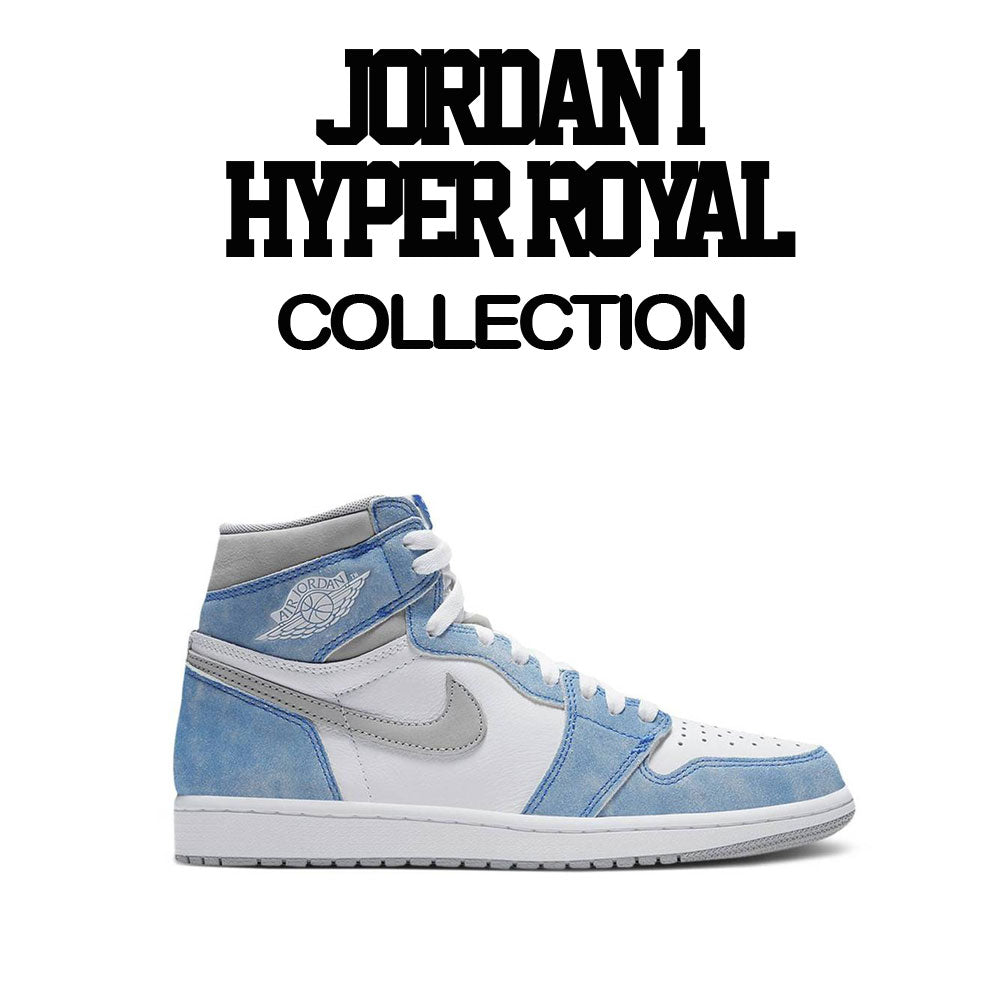 Jordan 1 hyper royal sneaker tees match retro 1 light smoke grey OG 1s. 