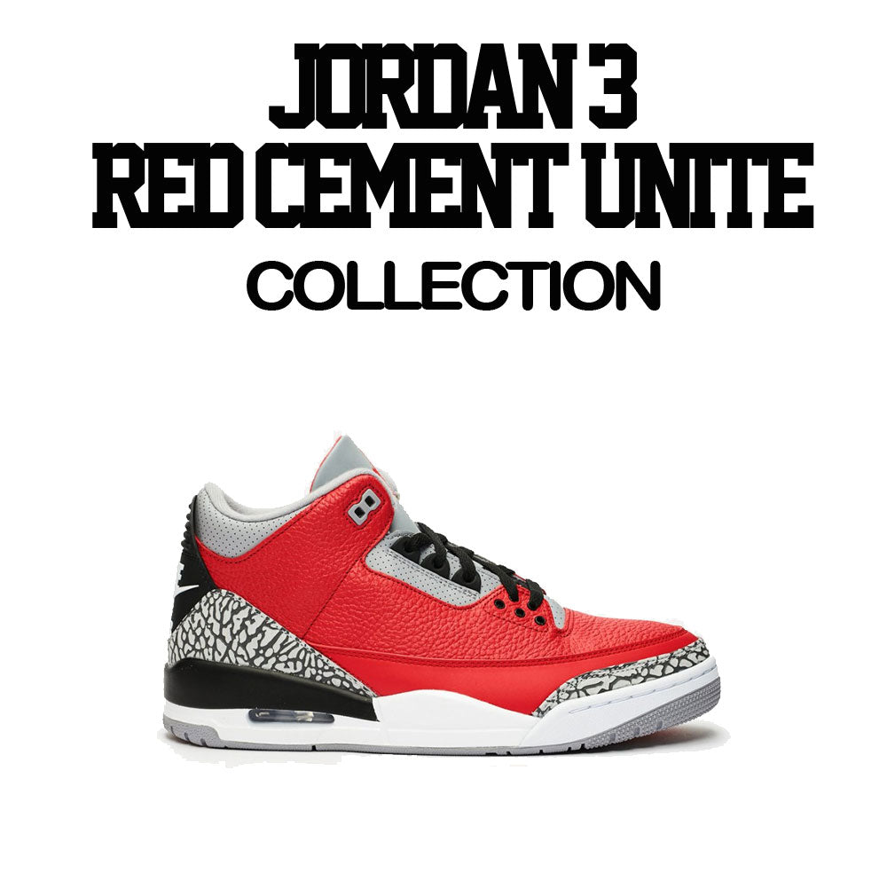 Jordan 3 red cement sneaker tees match retro 3 unite sneakers.